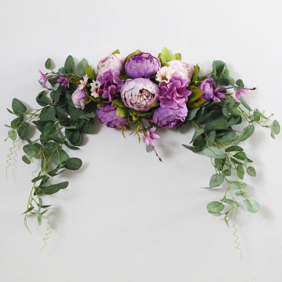 Искусственная гирлянда из пионов с зелеными листьями, свадебная вечеринка, цветочная арка, приветственная табличка, декоративная цветочная гирлянда, декор для дверного проема, стены, окна