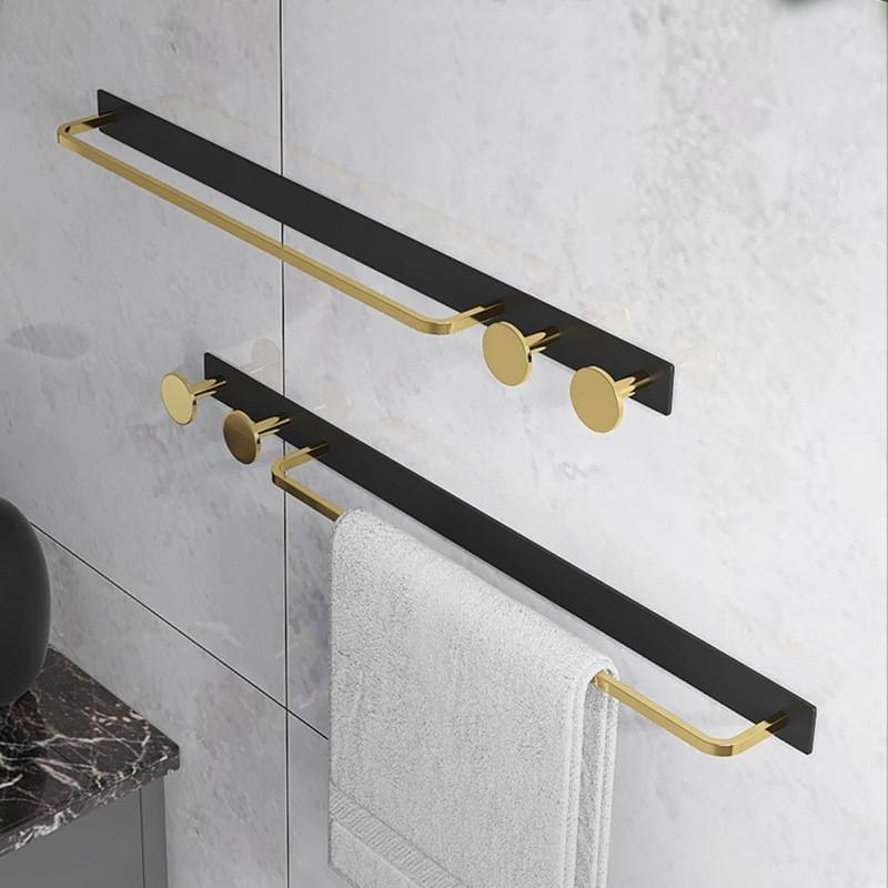 Вешалка для полотенец Tuqiu Gold с крючками, настенный держатель для полотенец, черная вешалка для полотенец в ванной комнате, латунное кольцо для полотенец
