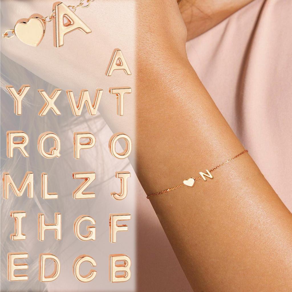 Initial Heart Bracelet Heart Letter Bracelet Personalized Monogram Bracelet 1 Pc