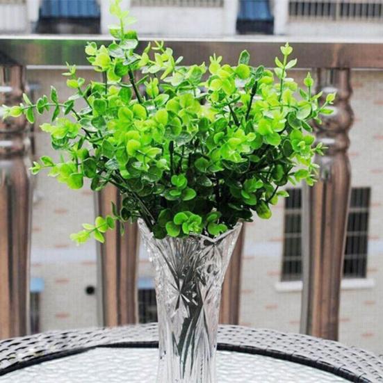 7-филиалы искусственные пластиковые шелковые эвкалиптовые растения листья цветы домашний декор