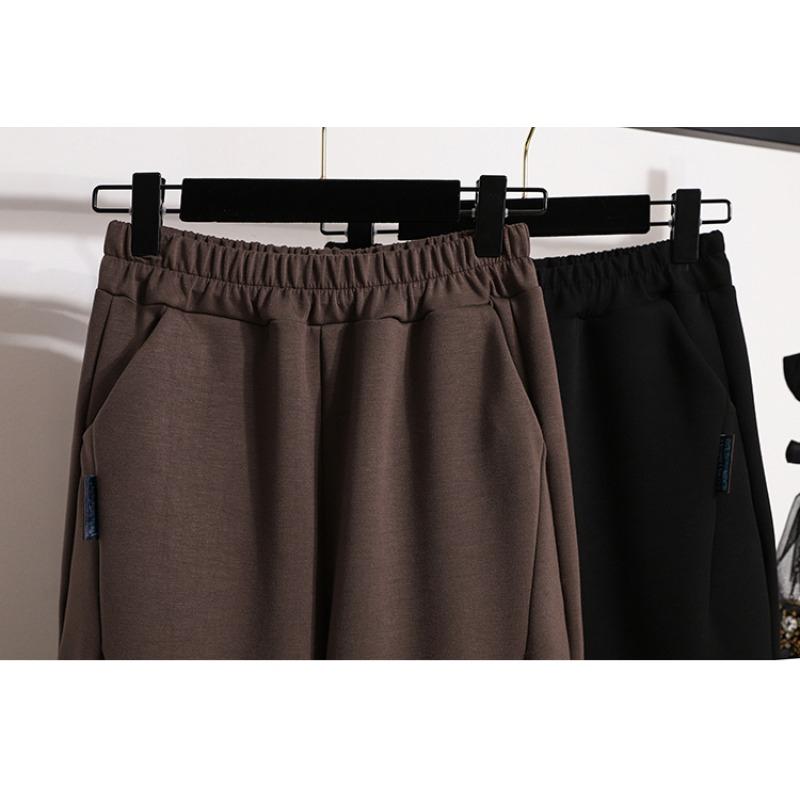 Dimanaf Большие размеры длинные брюки женские хлопковые брюки большого размера эластичные на талии шаровары повседневные свободные осень 2025