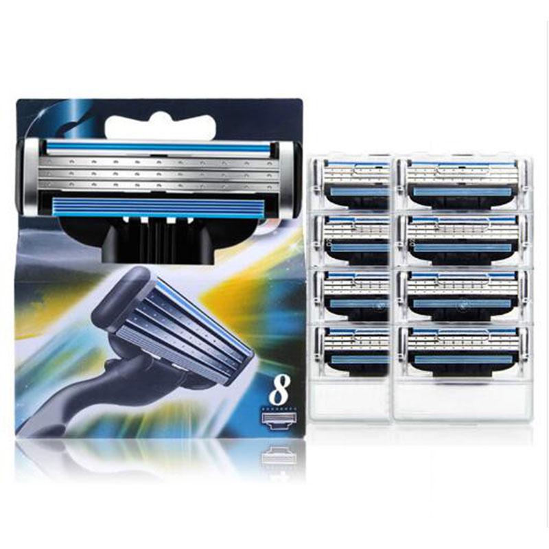 8pcs/pack Men's Shaving Razor Blades for Men 3layers Blade Shaving Cassette for Gillettee Mache 3