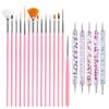 YIKOOLIN 20pcs Nail Art Painting Brush Pen Tools Kit UV Gel 15pcs Nail Art Brushes Kit with 5pcs Nail Dotting Pens Nail Art Set
