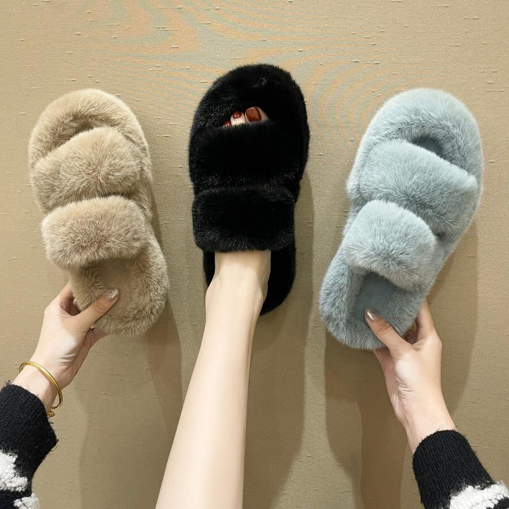Thick Bottom Furry Slippers, Autumn and Winter Home Warm Slippers