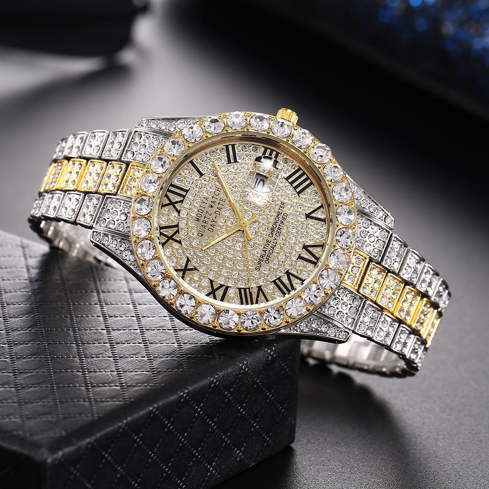 Watch Mens Casual With Rhinestone Calendar And Roman Scale Wristwatch Gifts