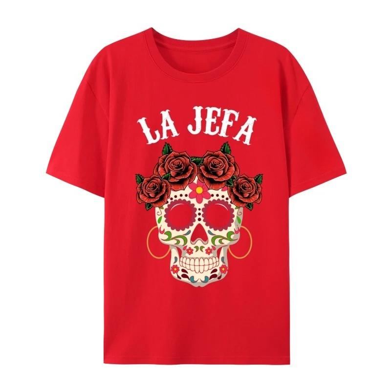 Tshirt homme en coton peign La Jefa Sugar Skull mexicain en dclin Dia De Los Muerchassis Frquence cadeau YTees adt