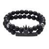 Hot-selling 8mm black matte zircon crown long stretch set bracelet personalized bracelet men's bracelet accessories