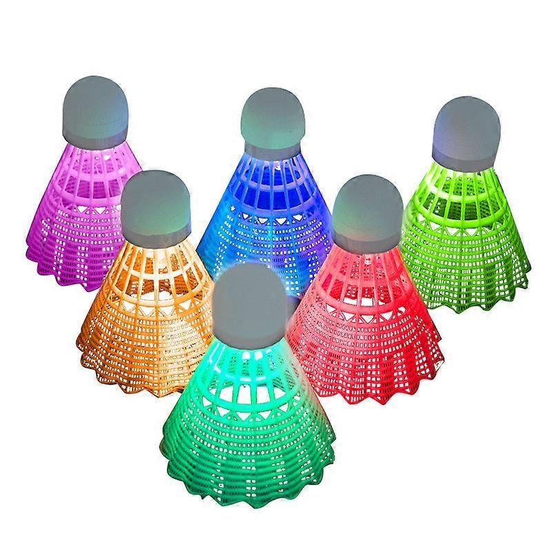 LED Badminton, 6 Pieces Badminton Light Up Shuttlecock, LED Badminton Ball Shuttlecock, Nylon Badminton with Great Stability and Durability for Indoor