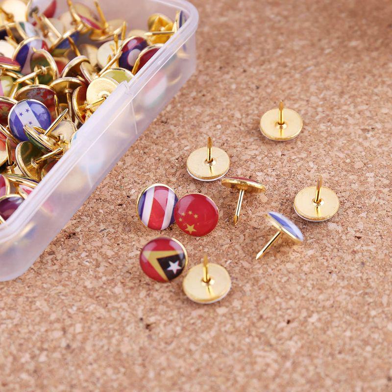 Map Flag National 100pcsbox Tacks Glue Thumbtack Push Pins Notice Board Markers