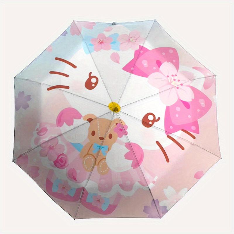 1 шт. Автоматический зонт Sanrio Hello Kitty и с цветочным узором - модный и красивый, портативный 3-складной зонт, подходит для путешествий и на каждый день
