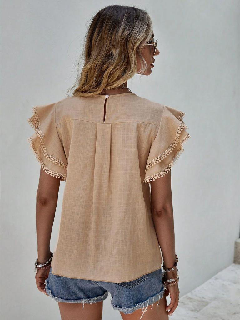 Women's Casual Summer Ruffle Batwing Sleeve Top