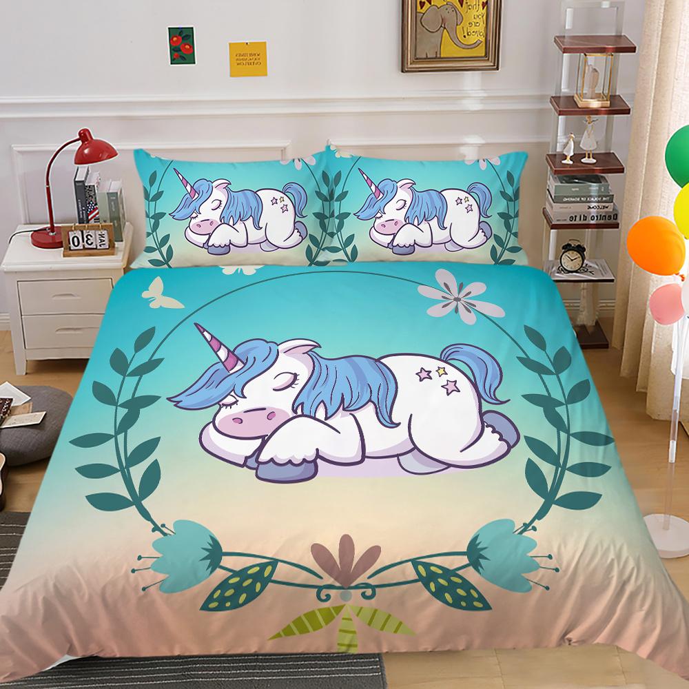2023 Новый стиль Единорог Картина Мягкое постельное белье Комплект пододеяльников Уникальный дизайн Детское постельное белье для подростков Наволочка