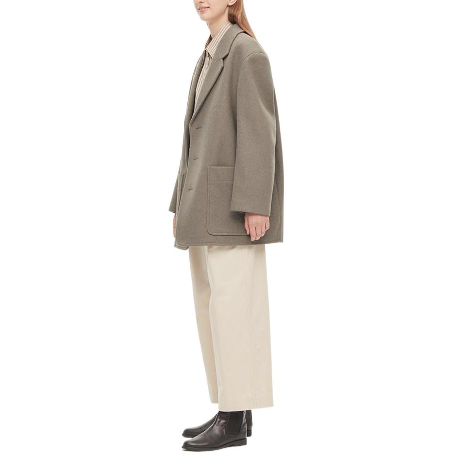 Uniqlo Однотонное приталенное однобортное пальто Женские пальто Темно-бежевый 453868-32