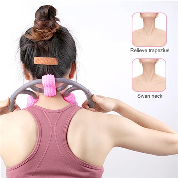 U Shape Trigger Point Massage Roller For Arm Leg Neck Muscle Tissue For Gym Yoga Pilates Sports 8 Wheel