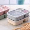 Portable Lunch Wheat Straw Lunch Box Single Layer 3 Grid With Lid Microwave Food Box Biodegradable Lunch Storage Container