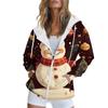 Женская рождественская печатная толстовка осень-зима с длинным рукавом кардиган куртка с карманами на молнии толстовка с капюшоном верхняя одежда