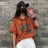2025 Hoodie Summer Tops Cotton T-shirt Women Letter Printing Short Sleeve Loose Orange Tees