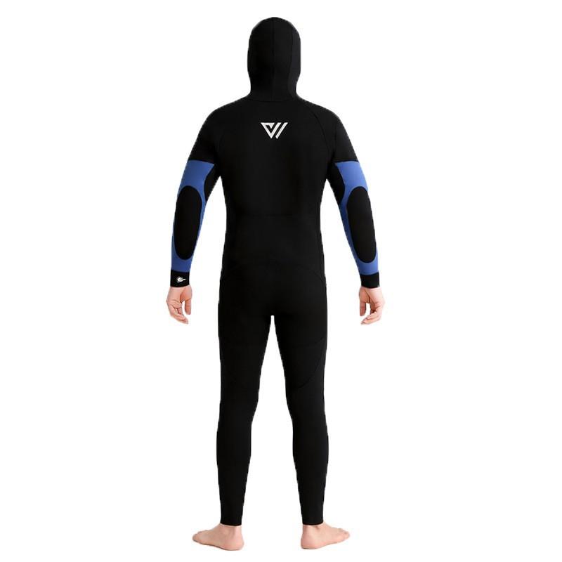 5mm Thick Front-Zip Full Wetsuit With Hood Scuba Diving Freediving Surfing Snorkeling