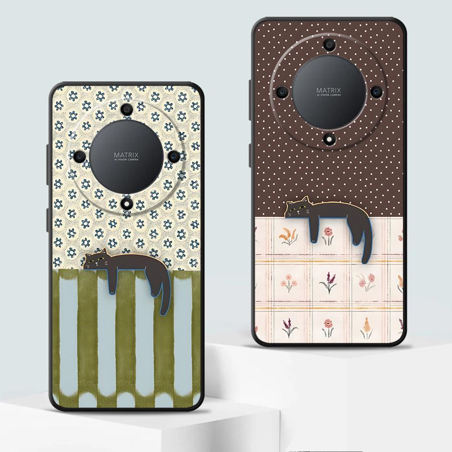 Чехол для телефона Funda для Honor Magic5Lite 8X X7 X5b X6 X8 200 400 Lite 70 X9a 90 Мультяшная Клетка Кошка