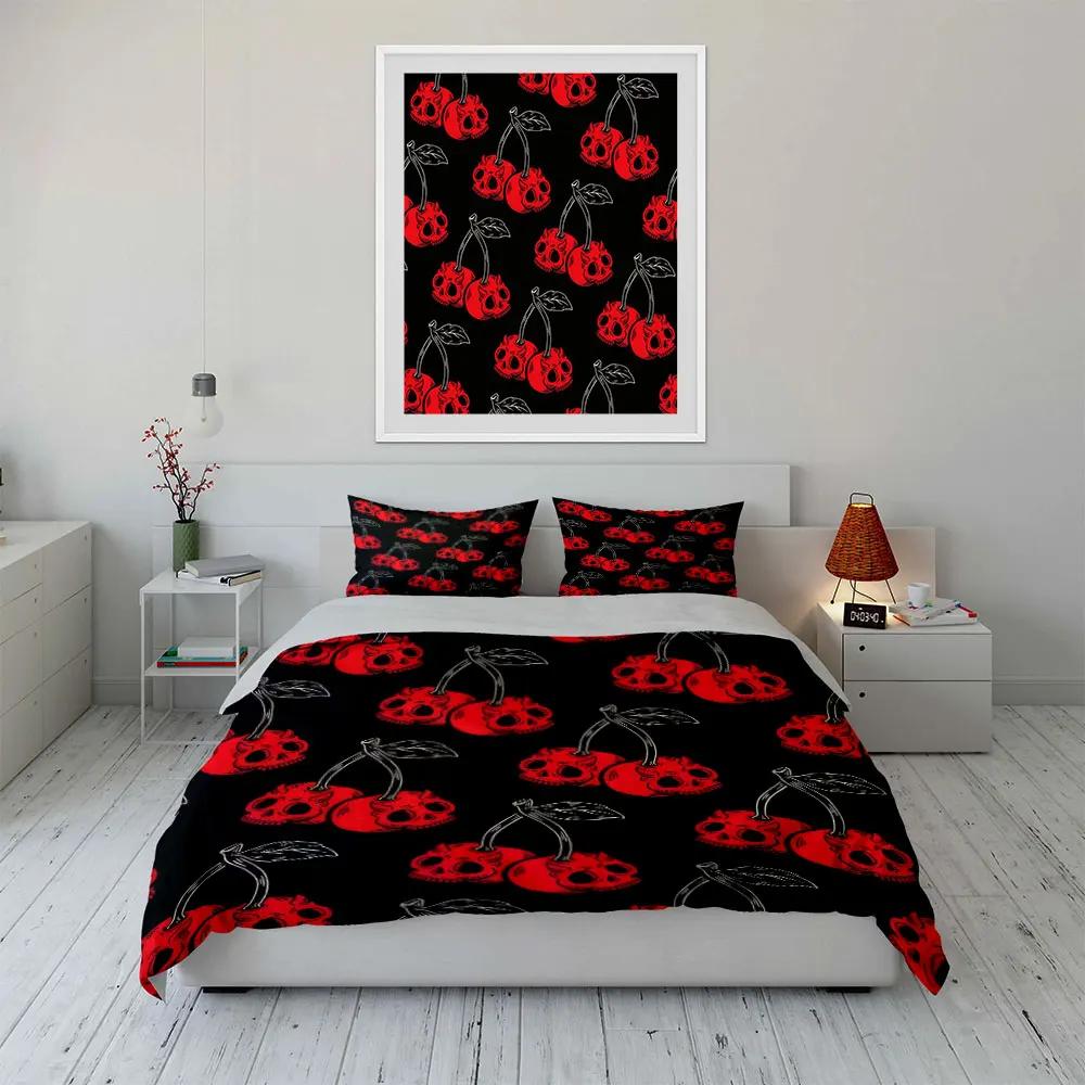 "Skull Cherry Gothic Decor Set" Soft Comfortable Duvet Cover Bedding Set Included 1*Duvet Cover & 2*Pillowcases, gift