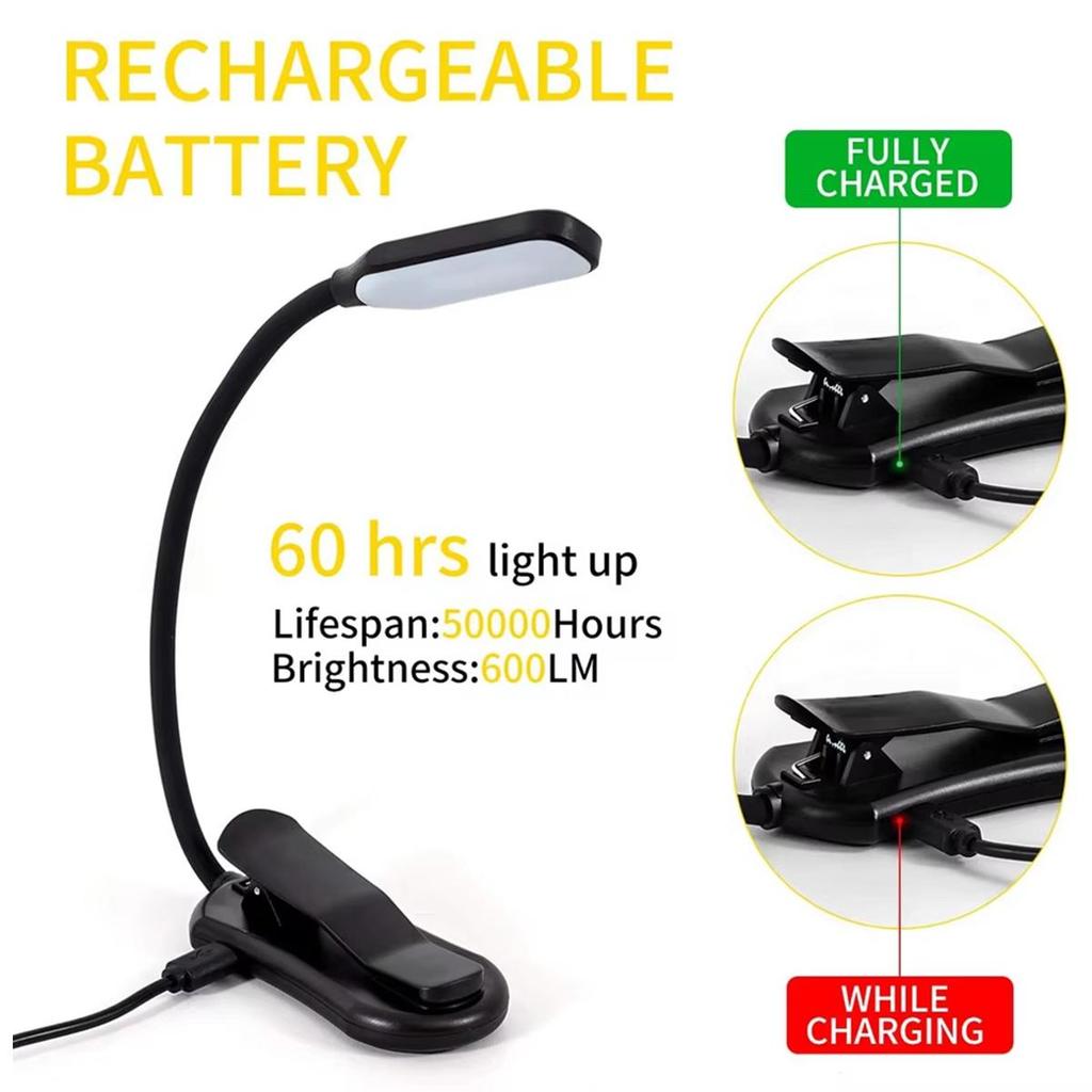Usb Rechargeable Reading Light 3-level 7 Led Working Lamp Dc-5v Clip Book Portable Warm White 3000k Mini Lights Room For/bedroom