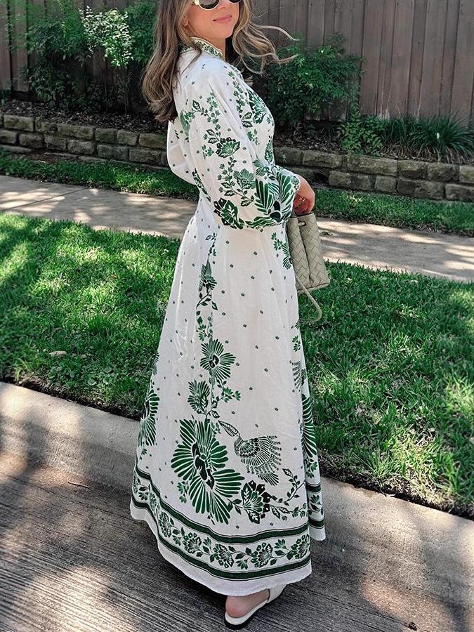 2025 Платье-кардиган из льна с принтом и кружевом - Европейский и американский стиль