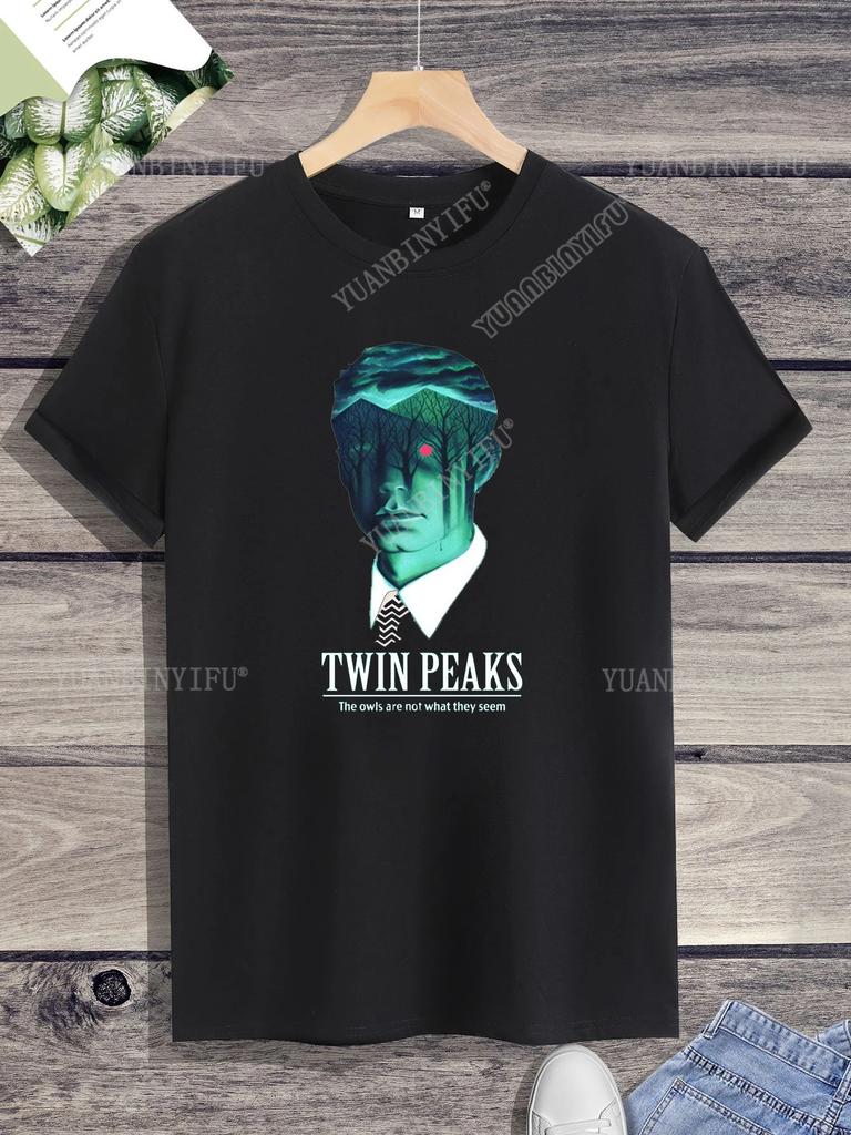 Хипстерская футболка с принтом Twin Peaks Унисекс Свободная футболка Топ Короткий рукав Круглый вырез Уличная Горячая Распродажа
