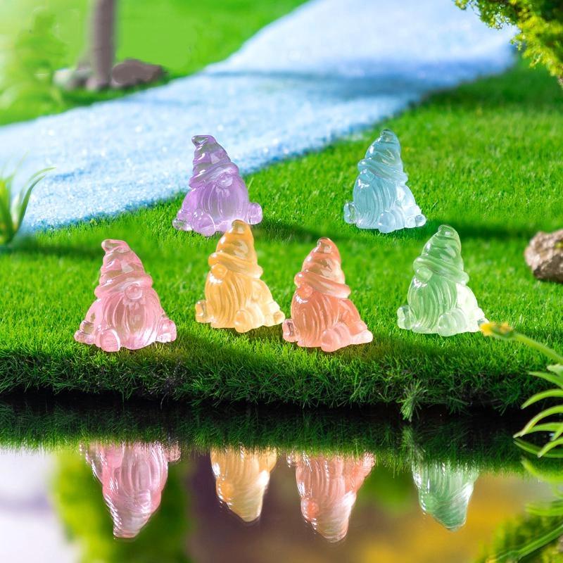 10Pcs Mini Resin Gnomes Statues Ornaments Random Color Cute Fairy Figurines For Miniature Garden