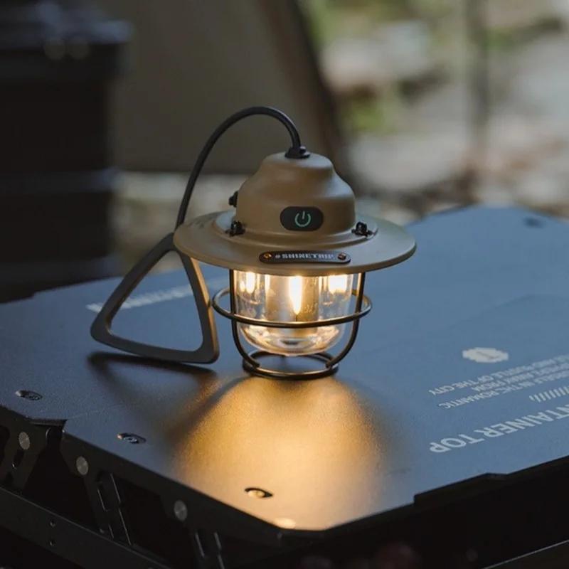 Outdoor Retro Mini Table Lamp, Camp Atmosphere Lamp, USB-Powered Tent Light, LED Camping Hanging Light
