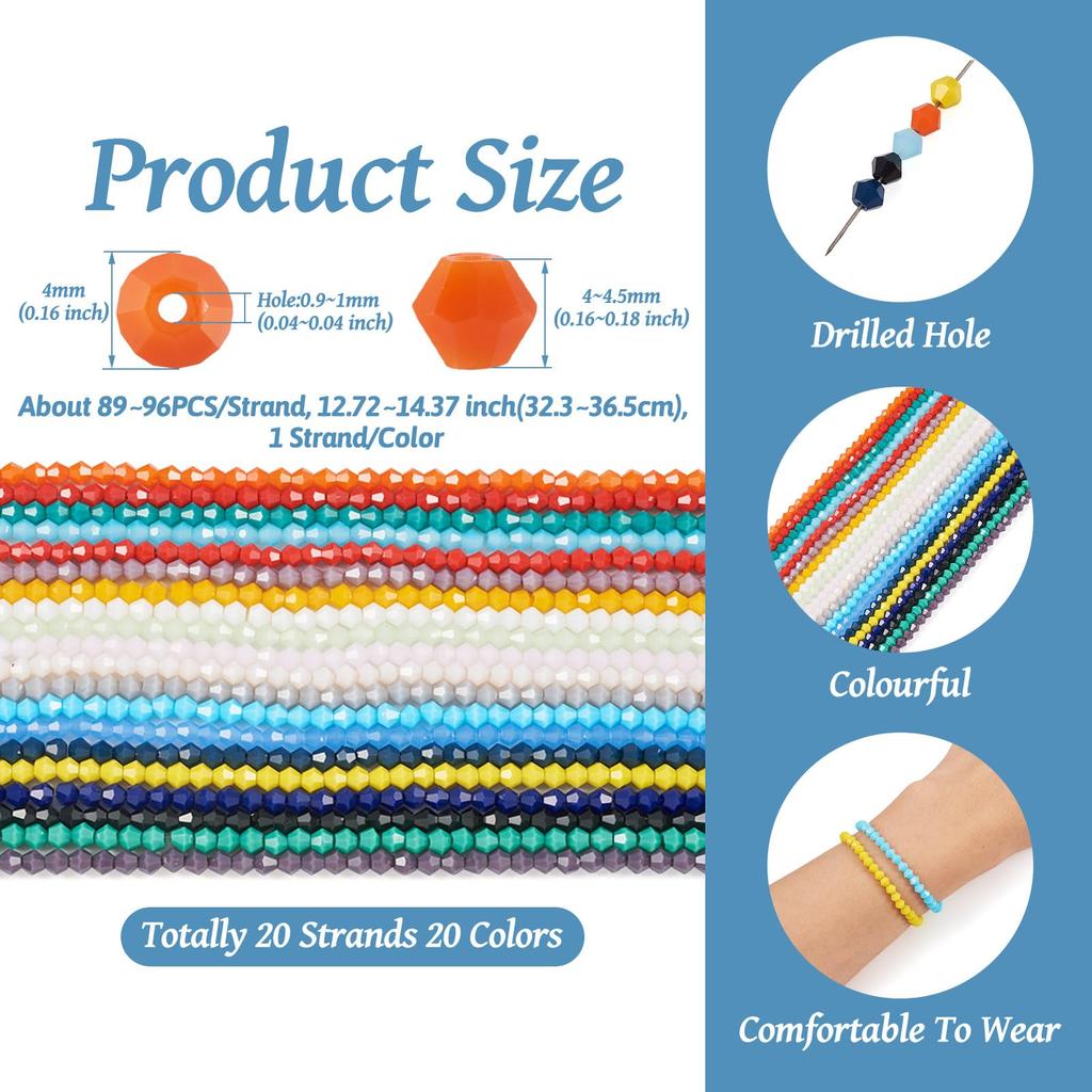 Beadthoven Стеклянные граненые бусины, бусины-абакусы, бусины-биконусы под имитацию нефрита, 4-4.5x3.5-4мм, примерно 1780-1920 штук, цветные граненые стеклянные бусины,