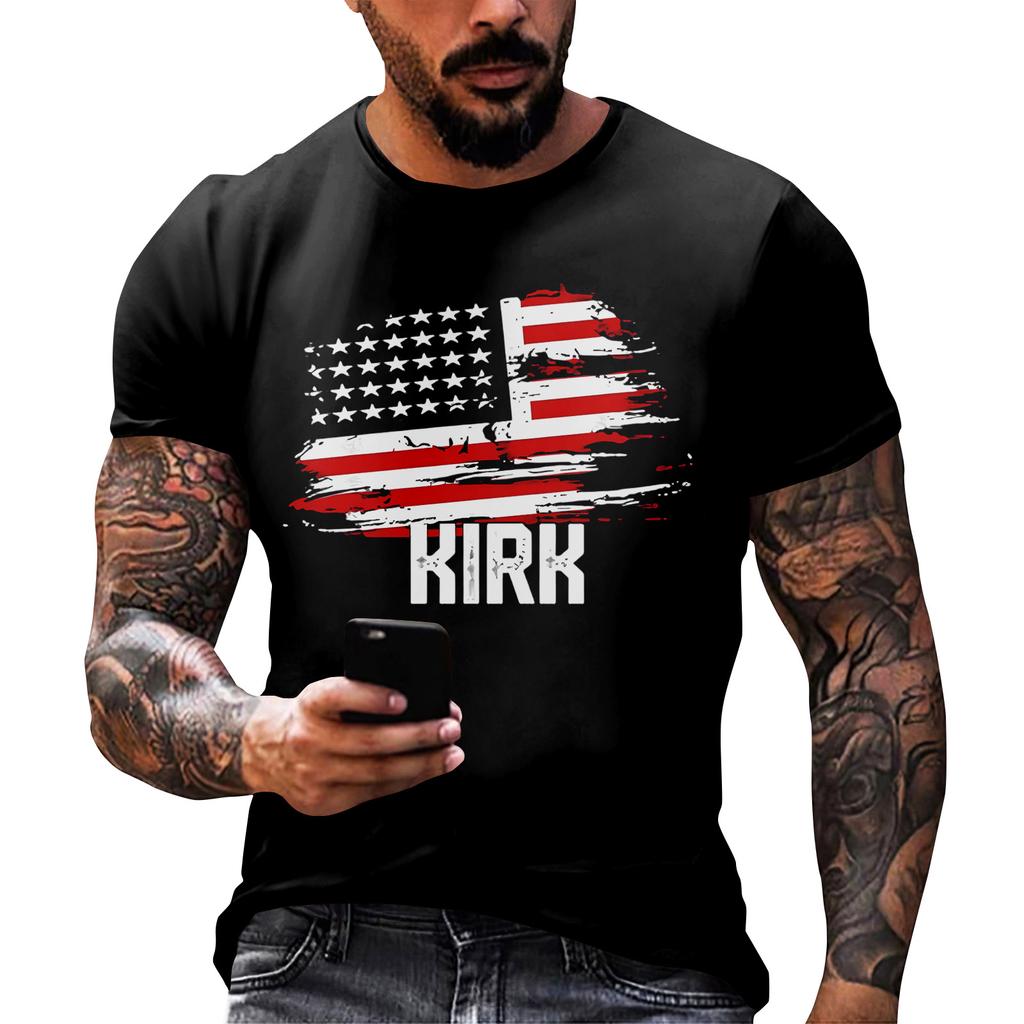 Fashionable Round Neck Short Sleeve Work Clothes Printed Tops For Mens Summer Tops