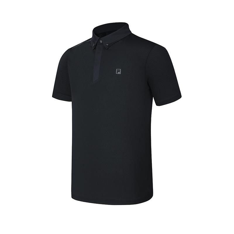 Men's FILA Polo Shirts Men's Black Polo Collar Moderate Straight Fit