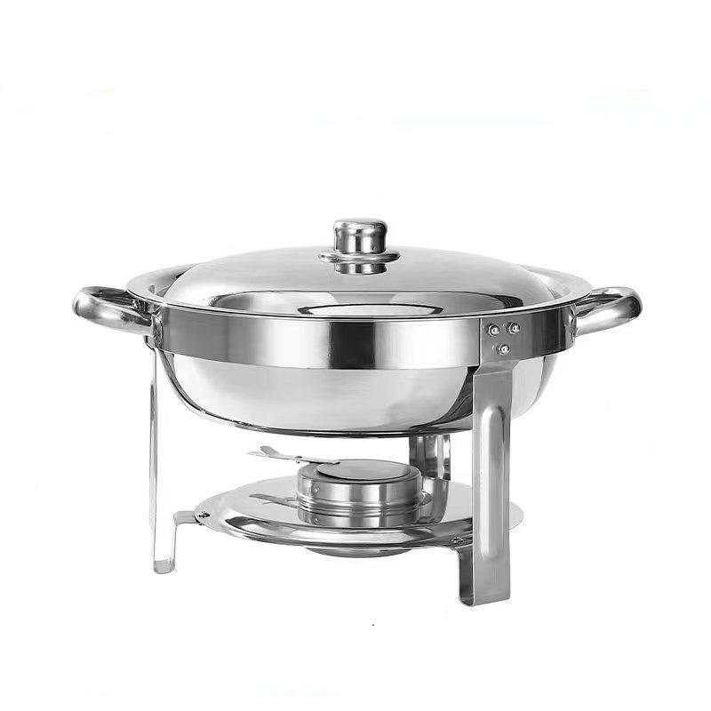 Stainless Steel Round Buffet Stove - Commercial Food Warmer & Chafing Dish Heater
