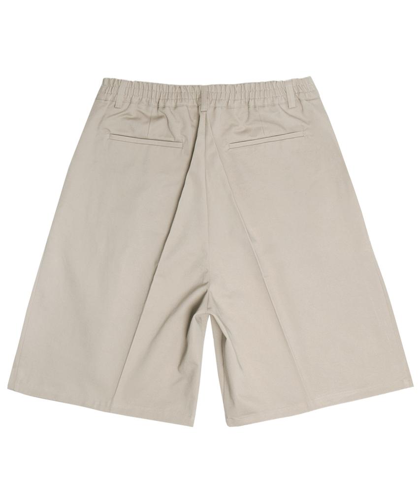 BLUFF Double-Tuck Wide Half-Band Shorts [Beige]