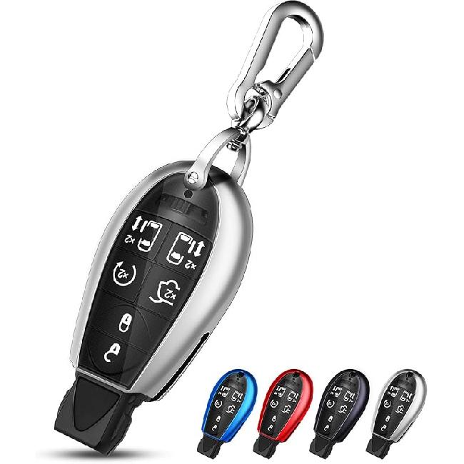 QBUC Чехол для ключа-брелока Dodge с брелоком, ТПУ чехол для ключа, совместимый с моделями Dodge Ram Jeep Chrysler 2008-2018 гг., аксессуары (красный)