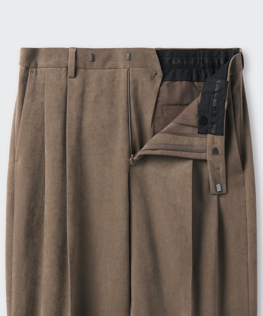 MUSINSA STANDARD Brushed Two-Tuck Wide Hidden Elastic Waist Slacks [Brown]