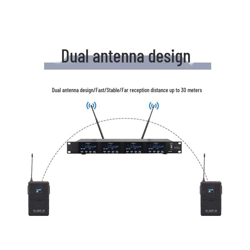 Runpu RP-WH9004L True Diversity 1-to-4 Wireless Lavalier Microphone System (CN version)