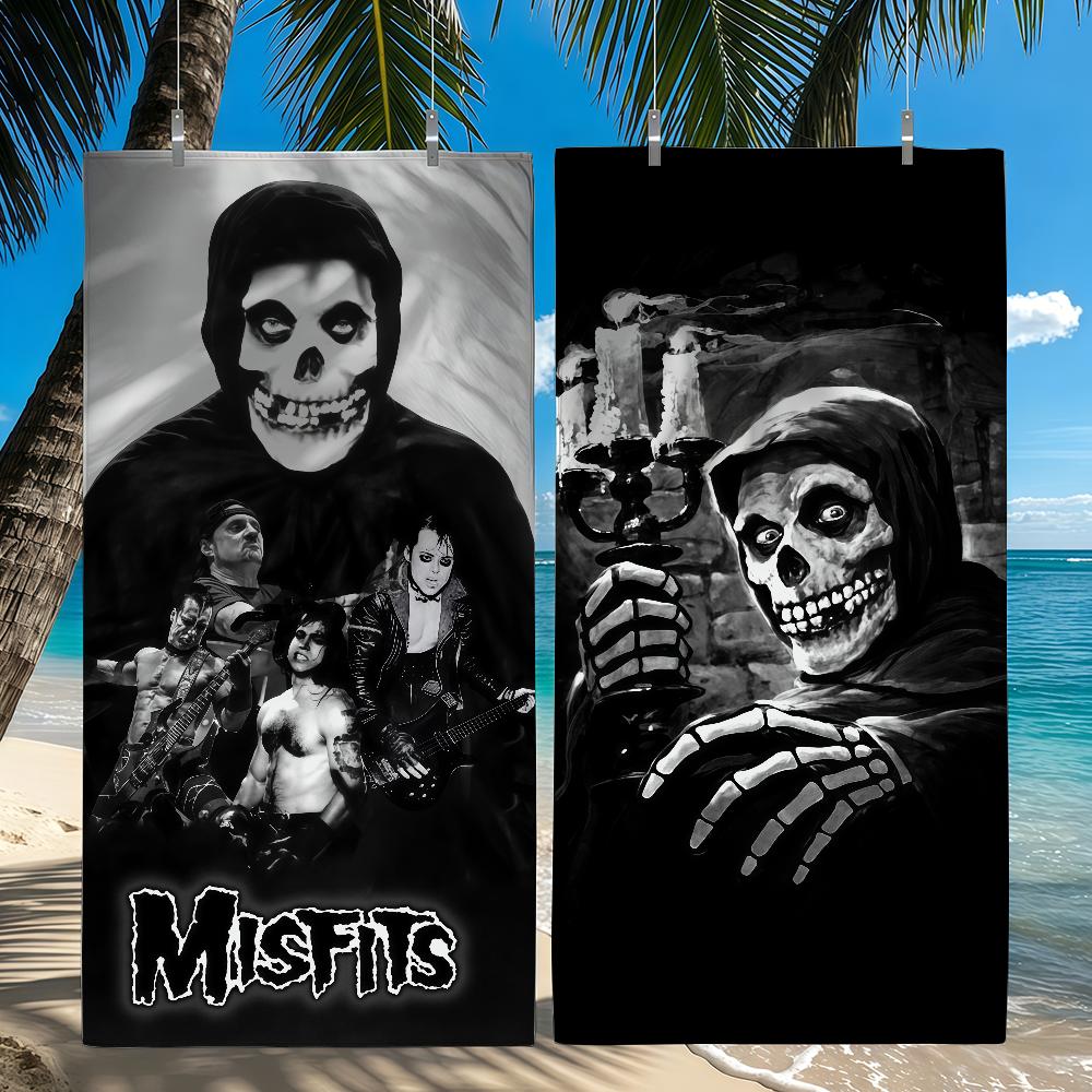 Полотенце Rock Band M-Misfits Пляжное Душевое Ванное Дорожное Легкое Приятное для Кожи для Бассейна Кемпинга Круиза Лето
