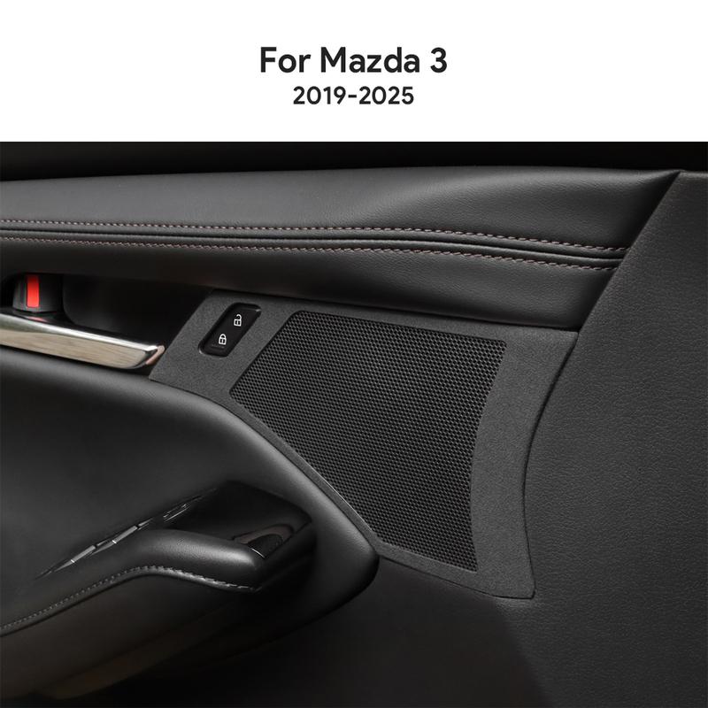 2PCS Top Suede Trim LHD RHD Sticker For Mazda 3 Axela 2024 2025 Car Door Horn Button Frame Accessories