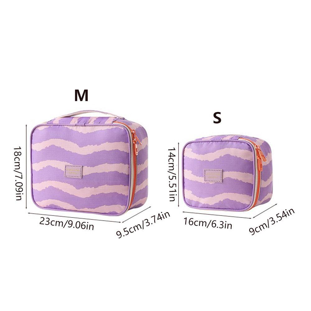 Large Capacity Striped Makeup Bag Waterproof Wash Bag Travel Cosmetic Pouch Bathroom