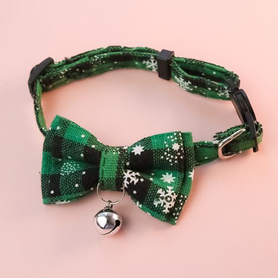 Cat Collar Bell Dress Up Plaid Christmas Element Pet Collar for Party