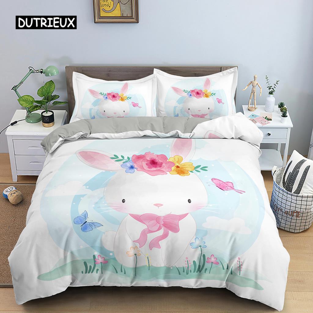 Комплект постельного белья с изображением мультяшных животных, пододеяльник для мальчиков и девочек, симпатичный пододеяльник с изображением животных, украшение для спальни, детский подарок