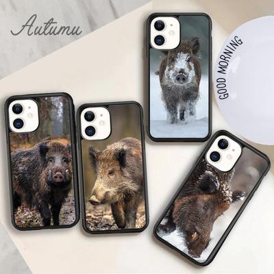 Чехол для телефона Horror Wild Boar animal для iPhone 11 12 13 14 Pro Max mini XR XS SE 2020 7 8 Plus Samsung Galaxy S21 S22
