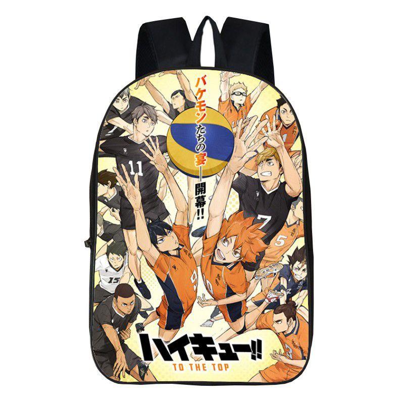 Fashionable Karasuno High School Backpack With Anime Haikyuu Print And Easy-clean Fabric