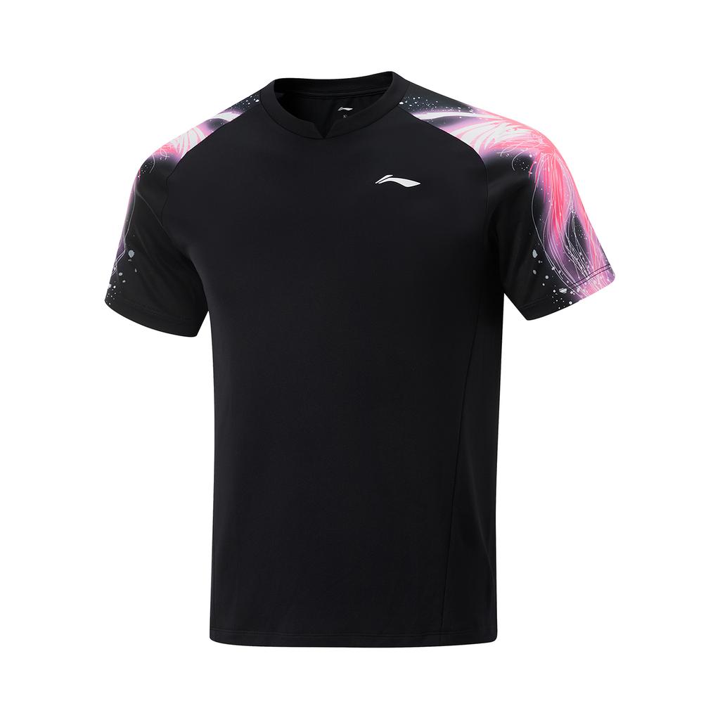 Li Ning Comfortable Breathable Short Sleeve Table Tennis Competition T-Shirt Men Tops Black AAYV069-1