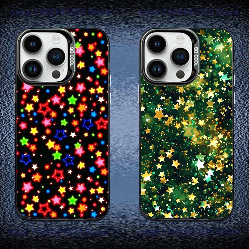 Красочный чехол со звездами для iPhone 17, 16, 15, 14, 13, 12, 11 Pro Max Plus, красочный градиентный, мягкий ТПУ, черная крышка