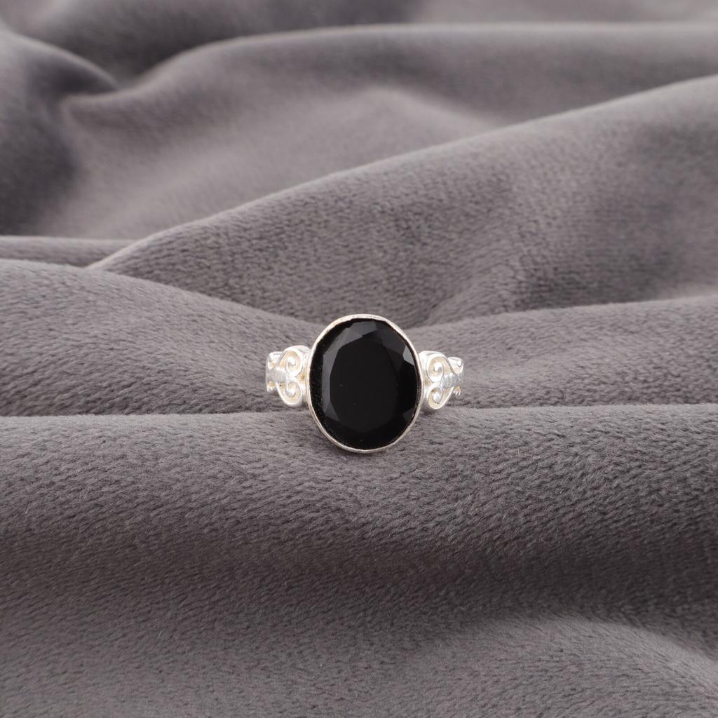 Dainty Black Onyx Gemstone925 Sterling Silver Jewelry Handmade Ring Gift For Mom RR-66-6