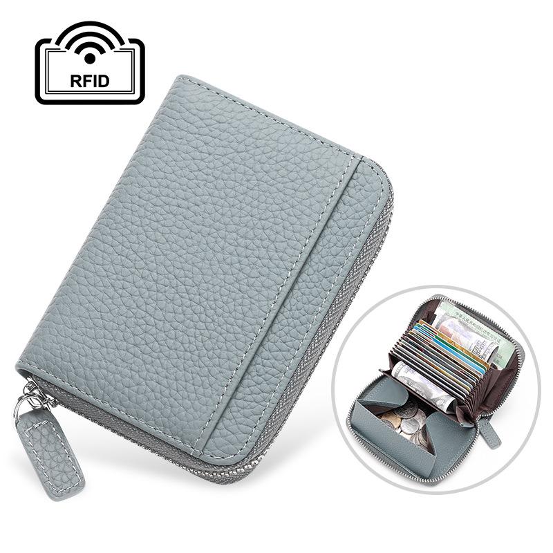 Rfid Card Holder 100% Genuine Leather Business Card Wallet Organ Card Bag Female Bag Japanese