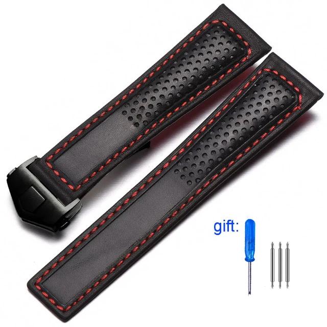Genuine Leather Watch Band For Tag Heuer Carrera Diving Monaco F1 Series Breathable Watch Straps 22mm Men's Watch Chain