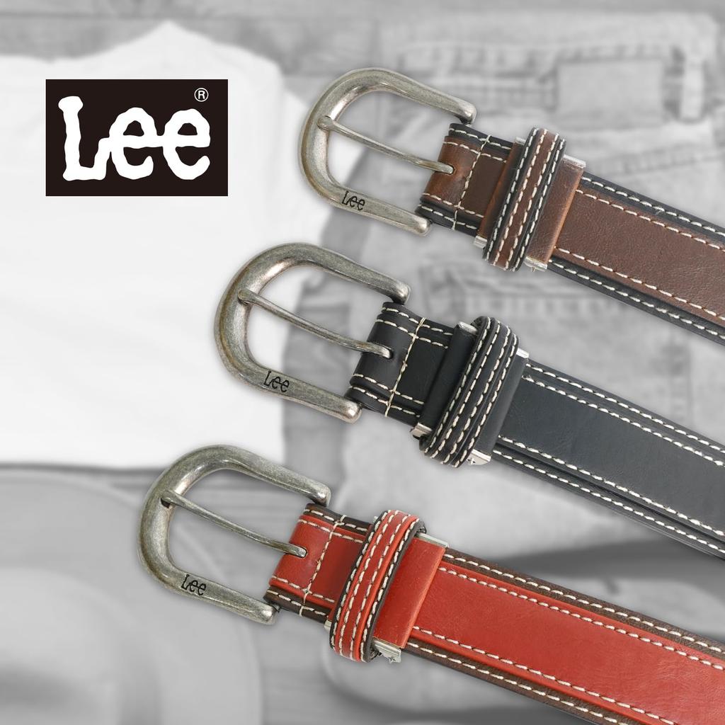[Fine Plus] Ремень Lee 35мм 118см Искусственная кожа Многослойный Белая строчка Повседневный 0120601